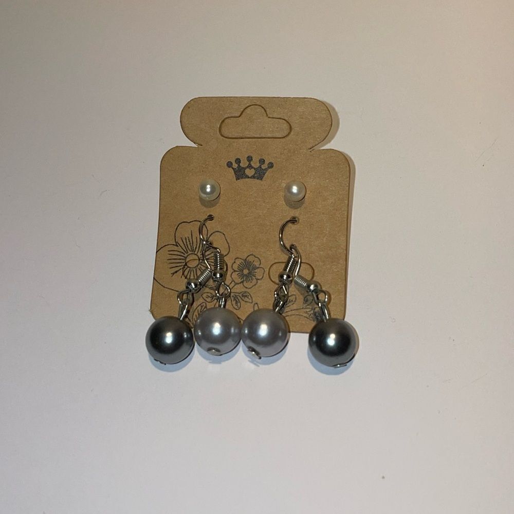 Three sets of faux pearl  earrings